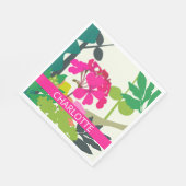 Hot Pink blühende Geranien Floristischer Individue Serviette (Ecke)