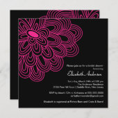 Hot Pink Blume Bridal Dusche Einladung (Vorne/Hinten)