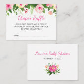 Hot-Pink-Blume Kinderdusche-Windeln-Raffel-Ticket Visitenkarte (Vorne/Hinten)