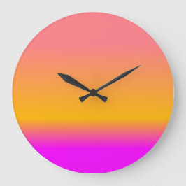 Hot Pink Blush Orange Yellow ombre Gradient Große Wanduhr