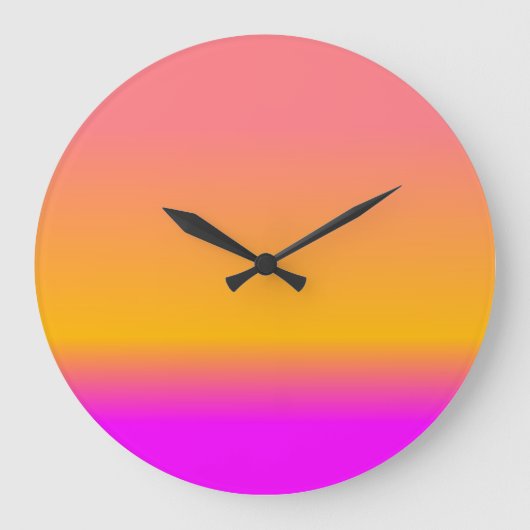 Hot Pink Blush Orange Yellow ombre Gradient Große Wanduhr (Vorderseite)