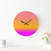 Hot Pink Blush Orange Yellow ombre Gradient Große Wanduhr (Zuhause)