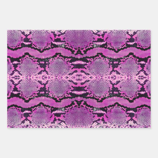 Hot Pink Boa Constrictor Snakeskin Geschenkpapier Set (Vorderseite 3)