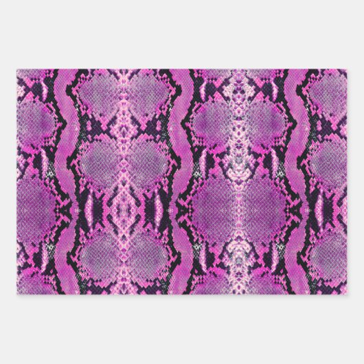 Hot Pink Boa Constrictor Snakeskin Geschenkpapier Set (Vorderseite 2)