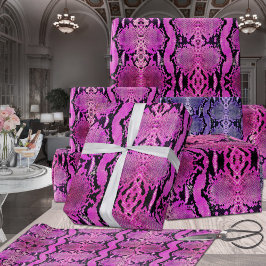 Hot Pink Boa Constrictor Snakeskin Geschenkpapier Set
