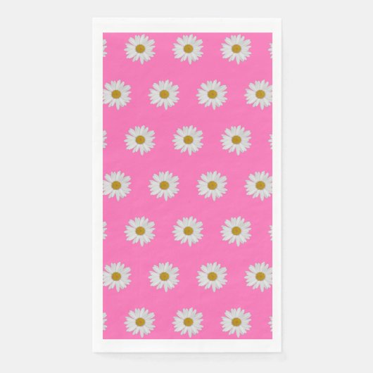 Hot Pink Bohemisch Daisy Pattern Serviette (Vorderseite)
