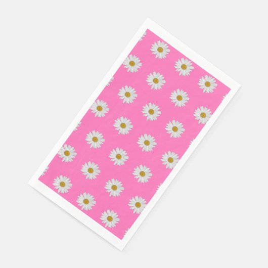 Hot Pink Bohemisch Daisy Pattern Serviette (Ecke)