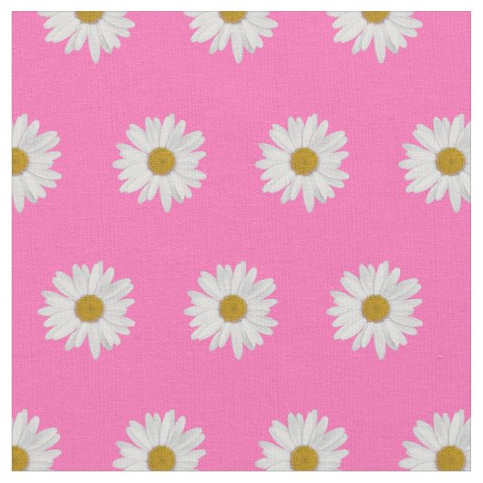 Hot Pink Bohemisch Daisy Pattern Stoff (Nahaufnahme)