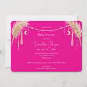 Hot Pink Boho Pampas Baby Shower Einladung (Vorderseite)