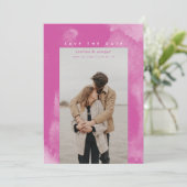 Hot Pink Boho Wasserfarbe Save the Date (Stehend Vorderseite)
