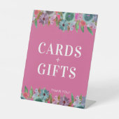 Hot-Pink-Boho-Wildblume Hochzeitskarten und Gesche Sockelschild (Vorderseite)