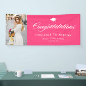 Hot Pink Bold Calligraphy Foto Abschluss Banner (Messe)