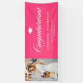 Hot Pink Bold Calligraphy Foto Abschluss Banner (Vertikal)