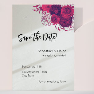 Hot Pink & Bold Magenta Floral & Sonnenlicht Hochz Save The Date