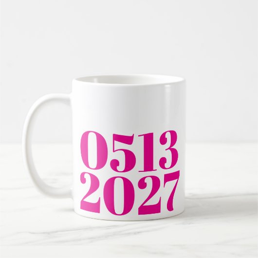 Hot Pink Bold Wedding Date Verlobung Geschenke Kaffeetasse (Links)