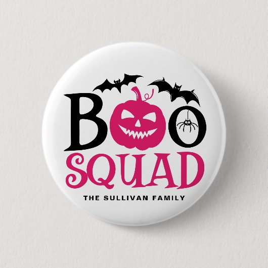 Hot Pink Boo Squad Spooky Letty Halloween Button (Vorderseite)