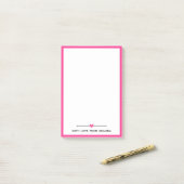 Hot Pink Border & Heath mit Liebe von Name Post-it Klebezettel (Auf Schreibtisch)