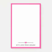 Hot Pink Border & Heath mit Liebe von Name Post-it Klebezettel (Vorderseite)