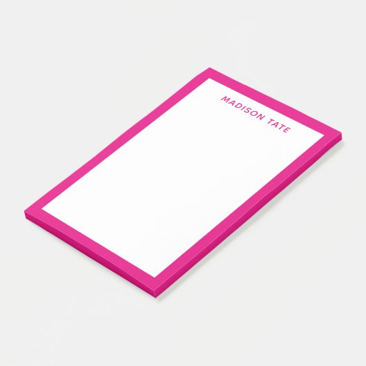 Hot Pink Border Modern Monogram Beruflich Post-it Klebezettel (angewinkelt)