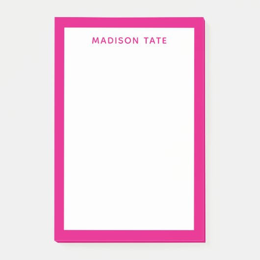 Hot Pink Border Modern Monogram Beruflich Post-it Klebezettel (Vorderseite)