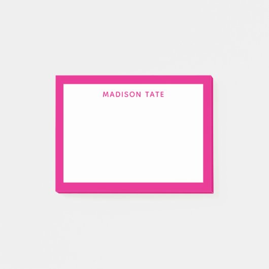 Hot Pink Border Modern Monogram Beruflich Post-it Klebezettel (Vorderseite)