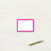 Hot Pink Border Modern Monogram Beruflich Post-it Klebezettel (Auf Schreibtisch)