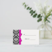 Hot Pink Bow Damask Wedding Table Placecards Platzkarte (Stehend Vorderseite)