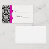 Hot Pink Bow Damask Wedding Table Placecards Platzkarte (Vorne/Hinten)