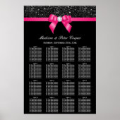 Hot-Pink-Bow-Hochzeitstabelle für schwarze Sequenz Poster (Vorne)