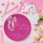 Hot Pink bow Sie bindet das Brautparty des Knotens Pappteller (Party)