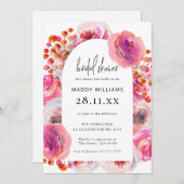 Hot Pink Bright Blumen Arch Brautparty Einladung (Vorne/Hinten)