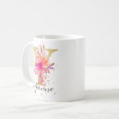 Hot Pink Bright Floral Letter Y Monogramm Kaffeetasse (Vorderseite Links)