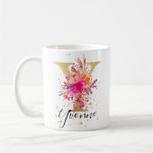 Hot Pink Bright Floral Letter Y Monogramm Kaffeetasse (Links)