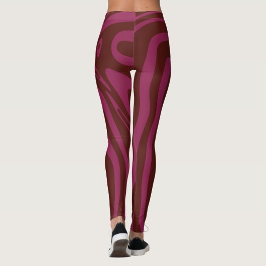 Hot pink& brown zebra print pattern leggings (Rückseite)