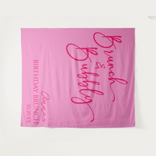 Hot Pink Brunch and Bubbly Birthday Brunch Party Wandteppich (Vorderseite (Horizontal))