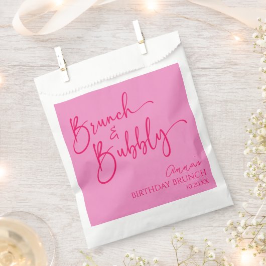 Hot Pink Brunch und Bubbly Birthday Brunch Party Geschenktütchen (Ausgeschnitten)