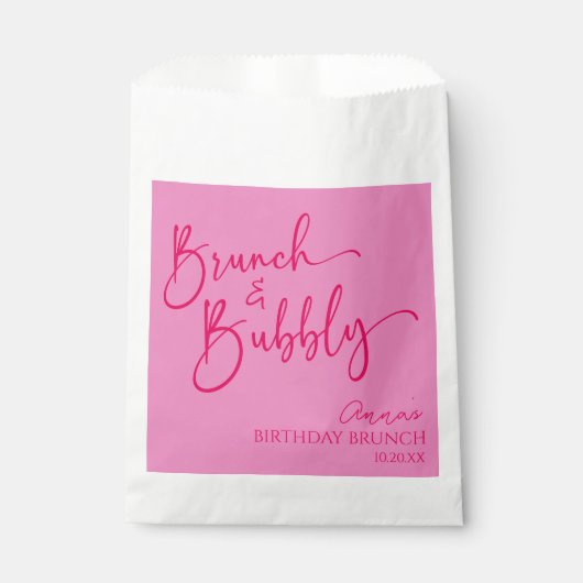 Hot Pink Brunch und Bubbly Birthday Brunch Party Geschenktütchen (Vorderseite)