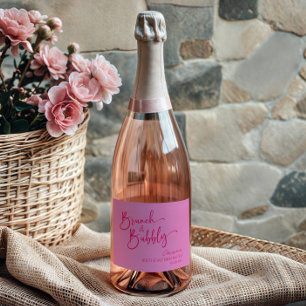 Hot Pink Brunch und Bubbly Birthday Brunch Party Schaumweinetikett