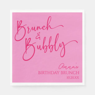 Hot Pink Brunch und Bubbly Birthday Brunch Party Serviette
