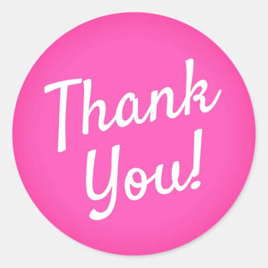 Hot Pink Bubblegum Kalligraphie Script Vielen Dank Runder Aufkleber (Vorderseite)