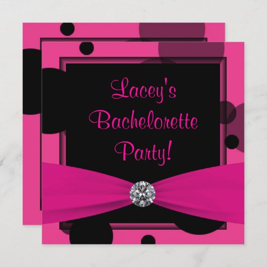 Hot Pink Bubbles Hot Pink Junggeselinnen-Abschied Einladung (Vorne/Hinten)