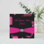 Hot Pink Bubbles Quinceanera Einladung (Stehend Vorderseite)