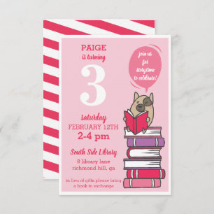Hot Pink Buch Geburtstagsparty Reading Einladung