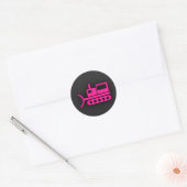 Hot Pink Bulldozer Runder Aufkleber (Umschlag)