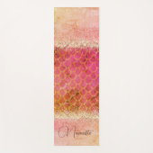 Hot Pink Burnt Amber Mermaid Scales Glitzer Yogamatte (Vorderseite)