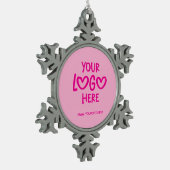 Hot Pink Business Logo Site Schneeflocken Zinn-Ornament (Links)