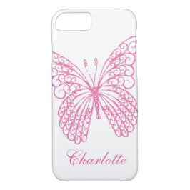 Hot Pink Butterfly iPhone 7 Fall Case-Mate iPhone Hülle