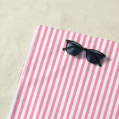 Hot Pink Cabana Strips & White Star Beach Handtuch (Beispiel)