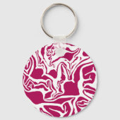 Hot Pink Cabbage Print Schlüsselanhänger (Vorderseite)