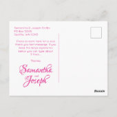 Hot Pink Calligraphy Wedding Danke Postkarte (Rückseite)